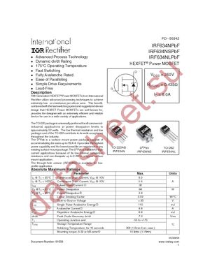 IRF634NPBF datasheet  